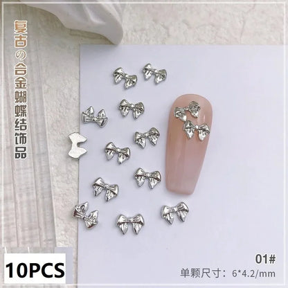 New 10pcs Butterfly Parts Ribbon Parts Ribbon Decorations Nail Figures Bows Nail Charms Bow Nail Accessories SZZS09