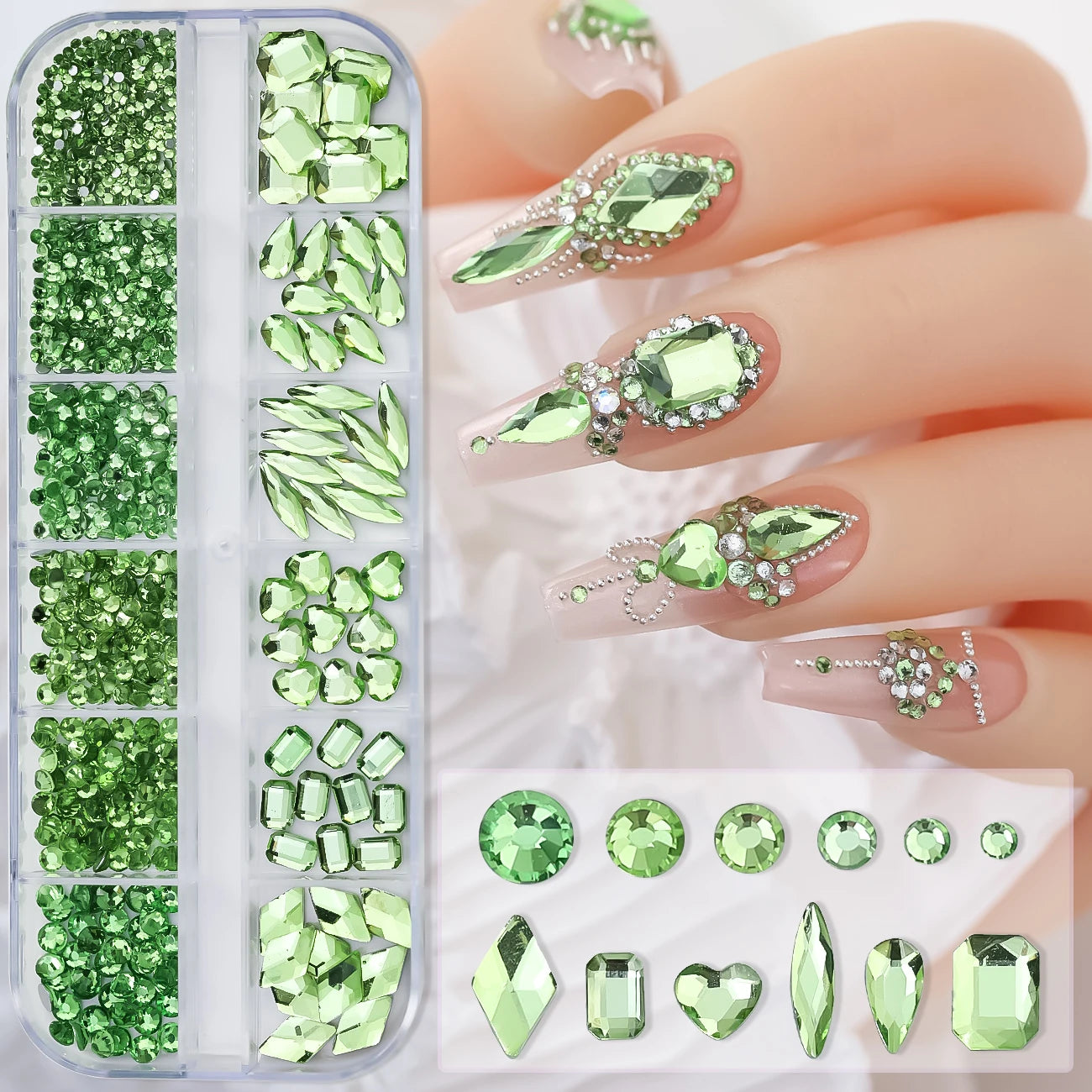 Crystal AB Rhinestone Nail Art Kit 12 Grid