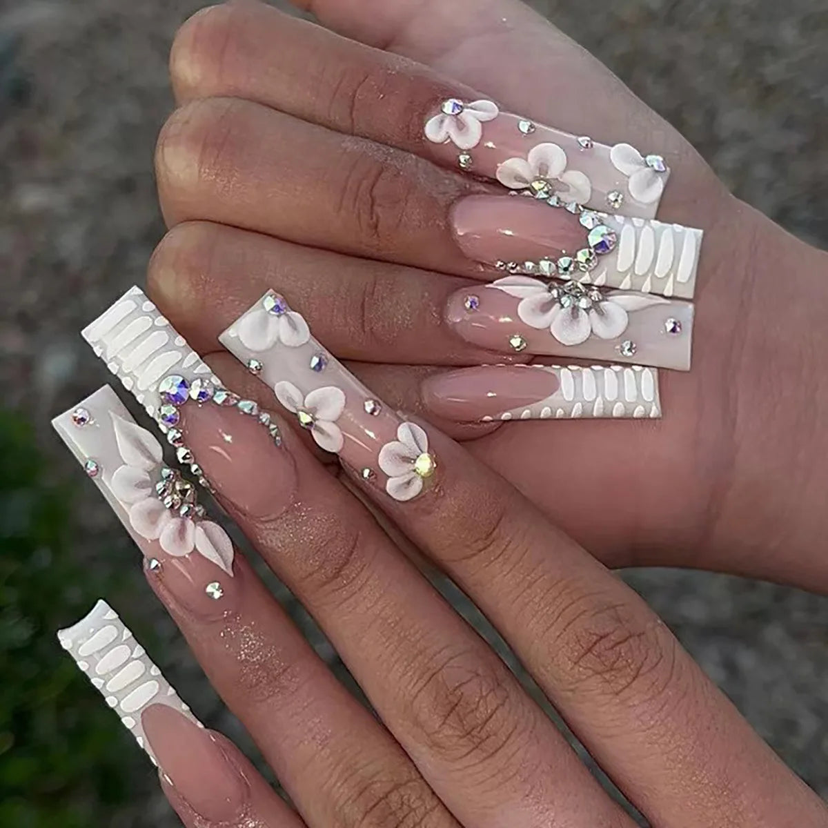 Leopard Cherry Rhinestone Press-On Nails