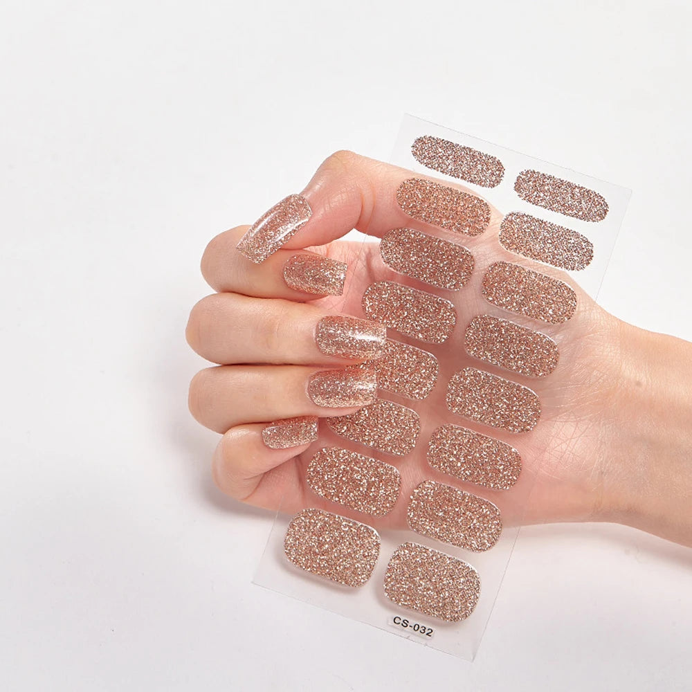 16Tips Semi-cured Gel Nail Stickers Red/Wine Red Nails Gel slider UV lamp Cured Extended Nails DIY Women Nails Decal Decor Gifts