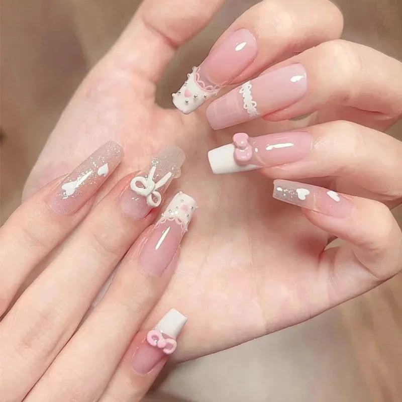 Butterfly Camellia Pearl Press-On Nails
