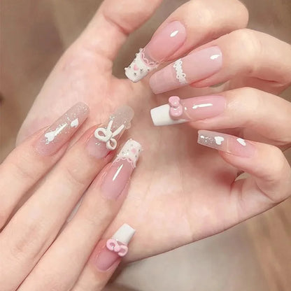 Butterfly Camellia Pearl Press-On Nails