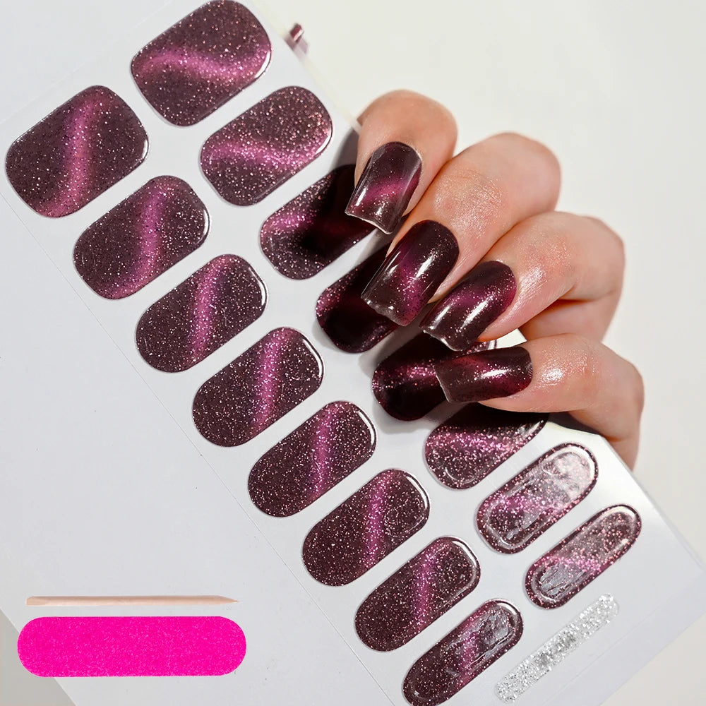 Clear Semi Cured Gel Nail Stickers infused Transparent Gel Polish Slider UV lamp Cured Extended Nails Tip Strips DIY Manicure*T1