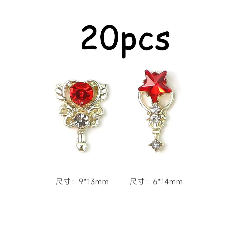 30/20/10PC Pink Ribbon Resin Bow Parts Nail Charms Mix-Style Bow Rhinestone Jewelry 8-12mm Y2K Accessory for DIY Manicure Decora