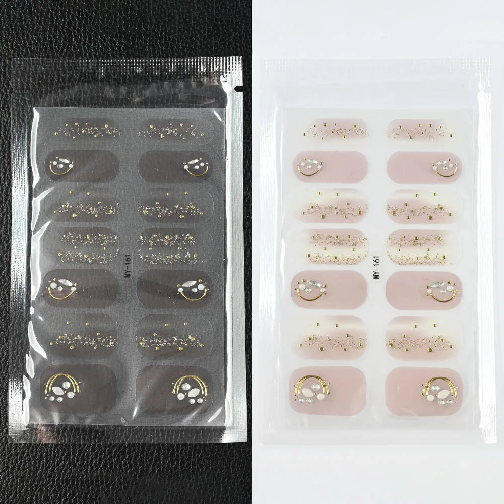 59 Style of Nail Stickers 1Sheet Rhinestones Fashion Nail Wraps Self Adhesive Manicure Decoracion DIY Full Cover Nail Sticker#5-