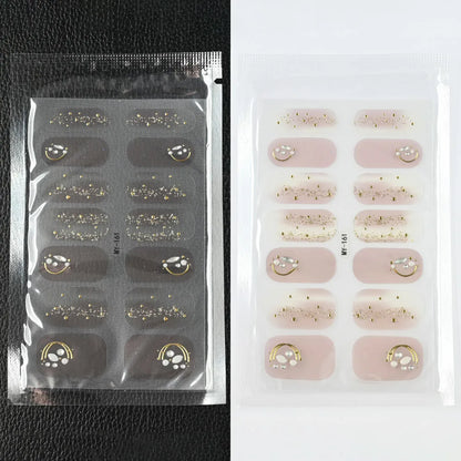 59 Style of Nail Stickers 1Sheet Rhinestones Fashion Nail Wraps Self Adhesive Manicure Decoracion DIY Full Cover Nail Sticker#5-