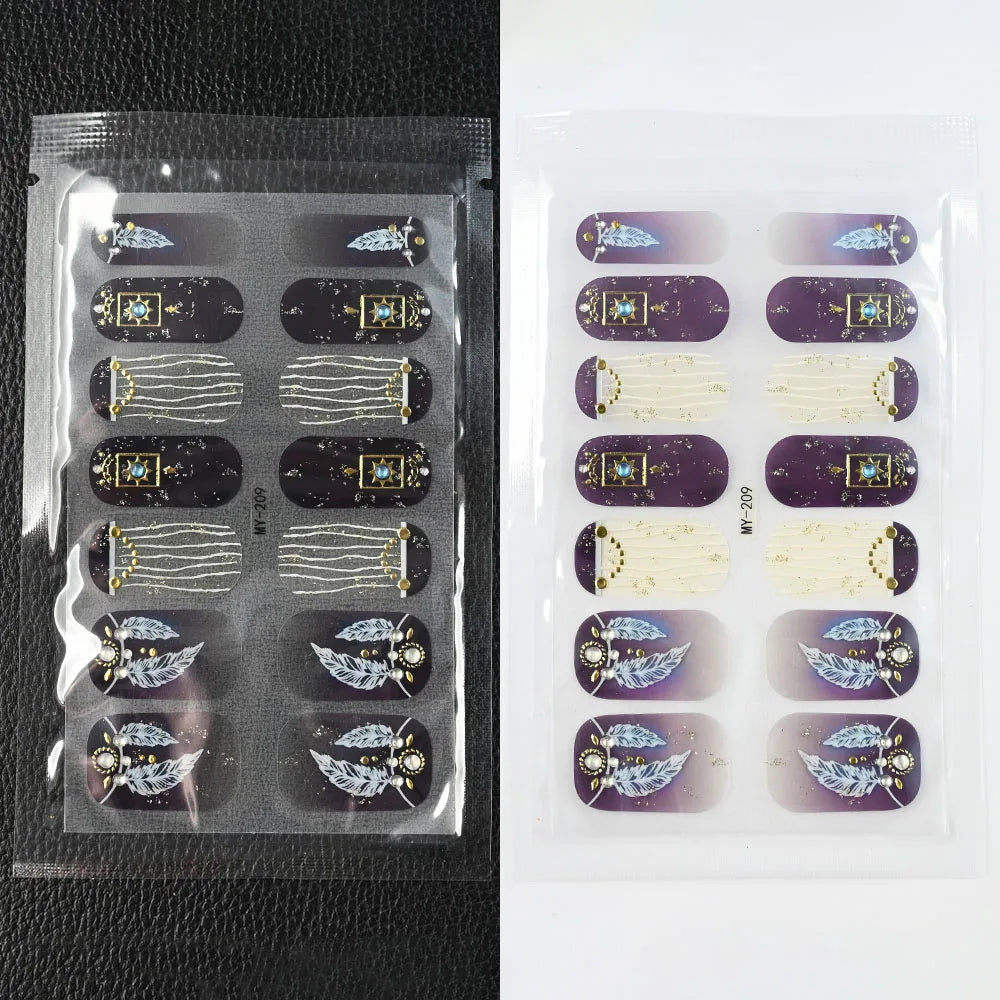 59 Style of Nail Stickers 1Sheet Rhinestones Fashion Nail Wraps Self Adhesive Manicure Decoracion DIY Full Cover Nail Sticker#5-