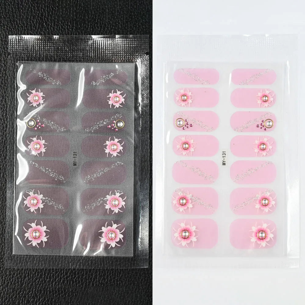 59 Style of Nail Stickers 1Sheet Rhinestones Fashion Nail Wraps Self Adhesive Manicure Decoracion DIY Full Cover Nail Sticker#5-