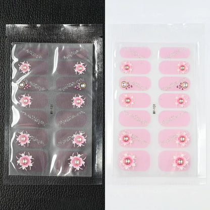 59 Style of Nail Stickers 1Sheet Rhinestones Fashion Nail Wraps Self Adhesive Manicure Decoracion DIY Full Cover Nail Sticker#5-