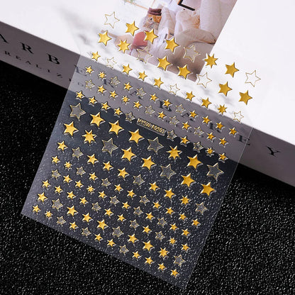 3D Laser Silver/Rose Gold Hollow Cross Star Nail Art Stickers Design Self-Adhesive Hollow Cross Star Nail/Body Art Decor Sticker