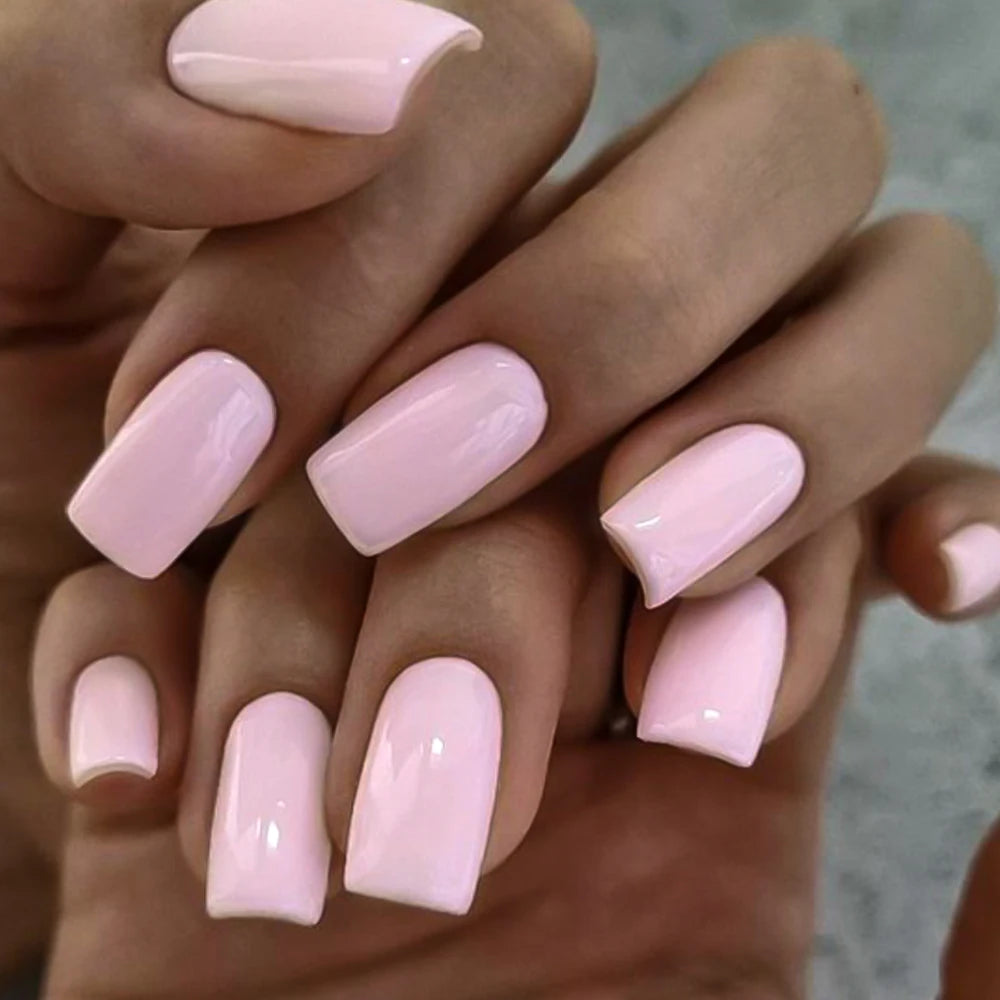 Light Pink Square Press-On Nails 100pc