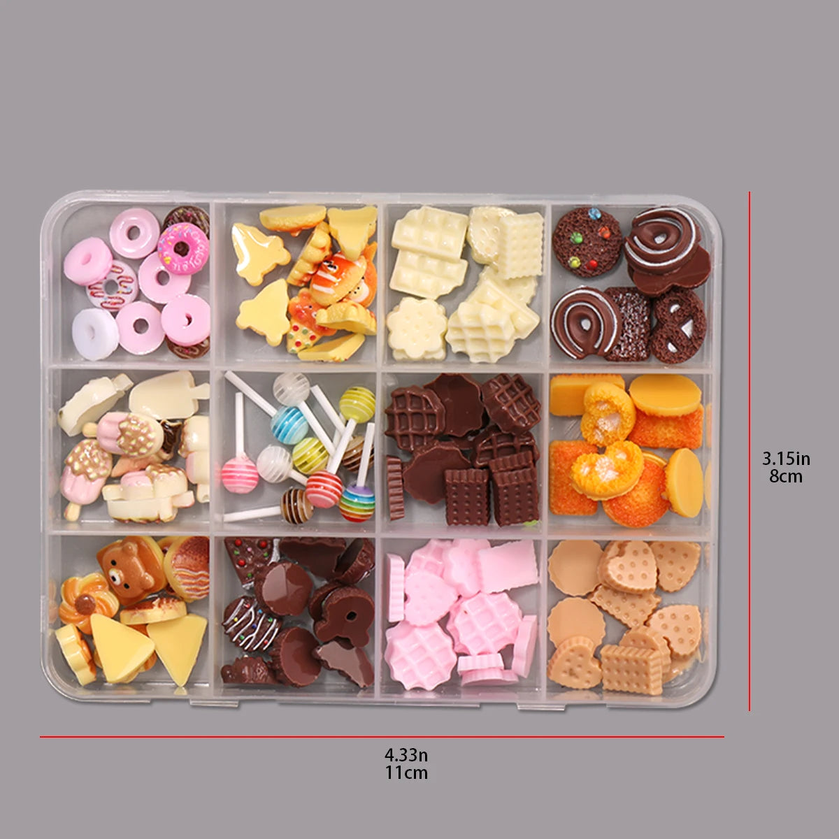 Sweet Dessert Nail Charms Box 12 Grids