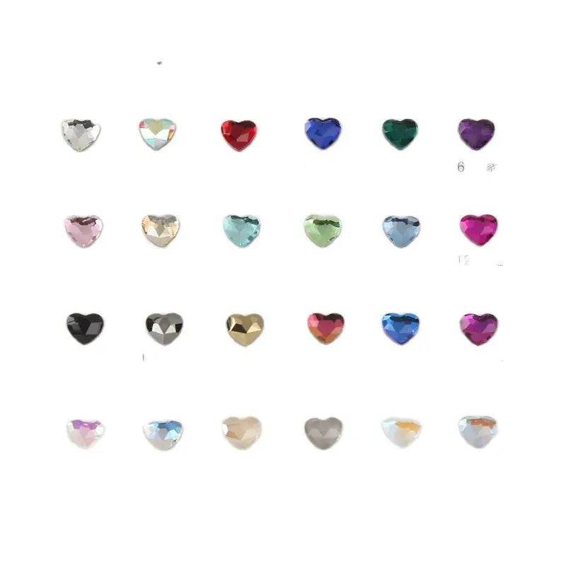 6mm Light Pink Heart Rhinestone 3D Nail Art Charms 50Pcs Flat-Back Crystal Manicure Accessory DIY Love Gems Stone Nail Decor*YK9