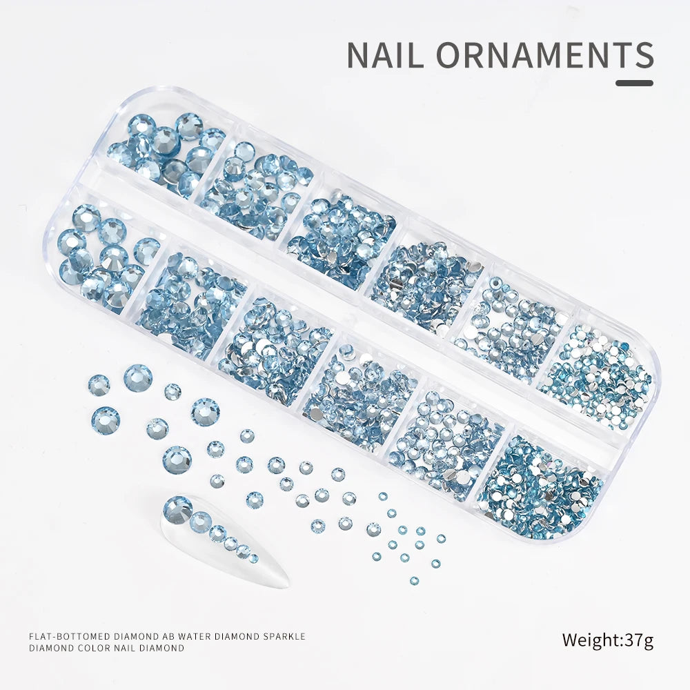Crystal AB Rhinestone Nail Art Kit 12 Grid