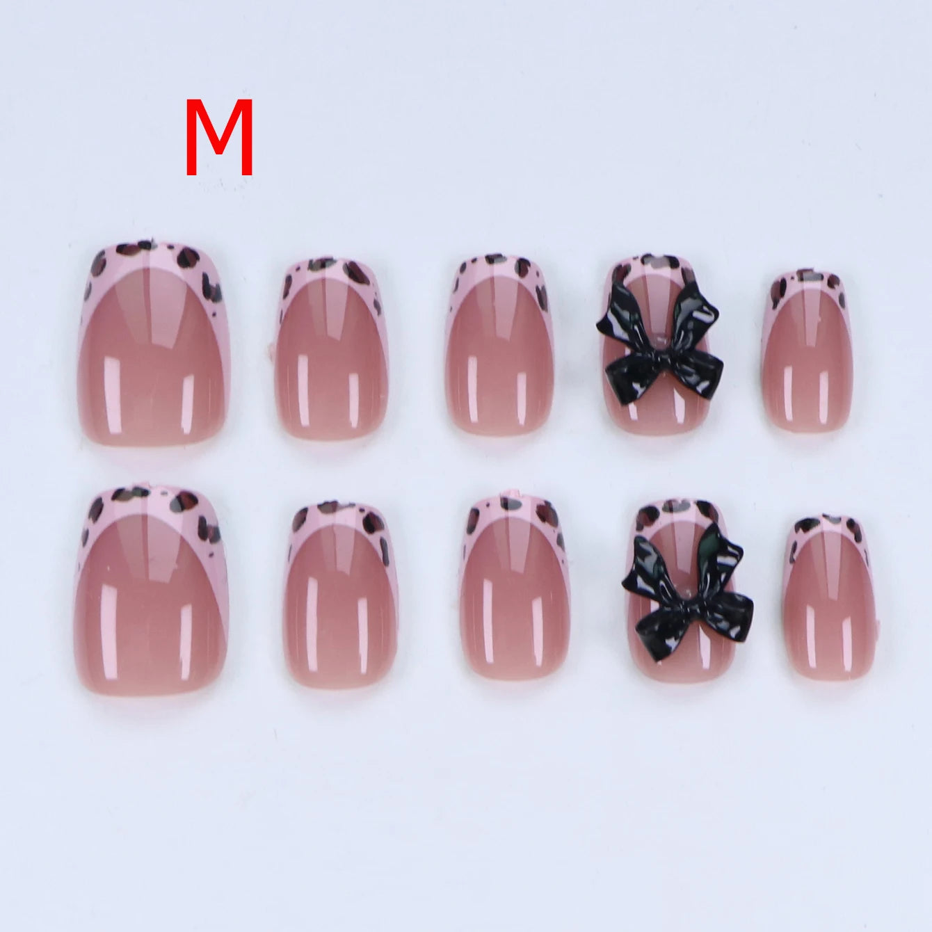 Black Bowknot Short Press-On Nails