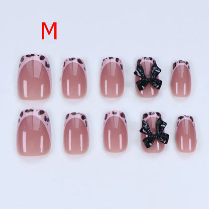 Black Bowknot Short Press-On Nails