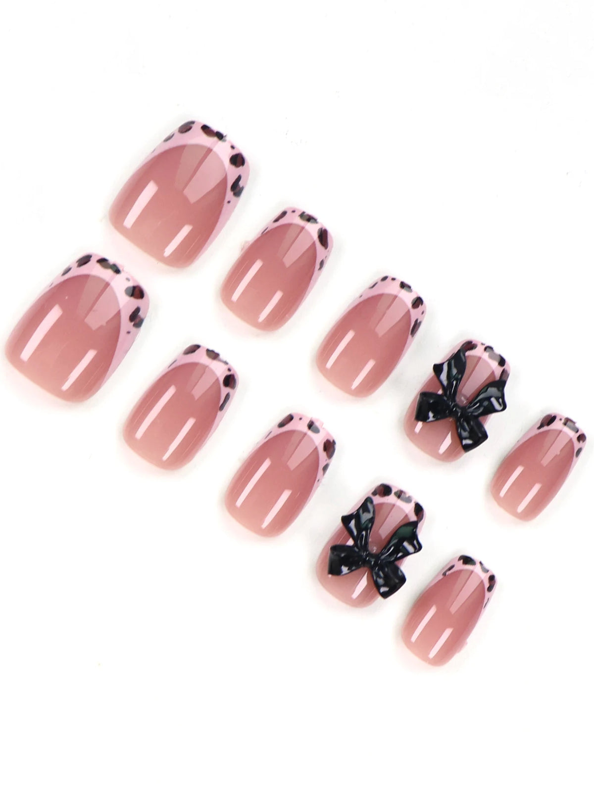 Black Bowknot Short Press-On Nails